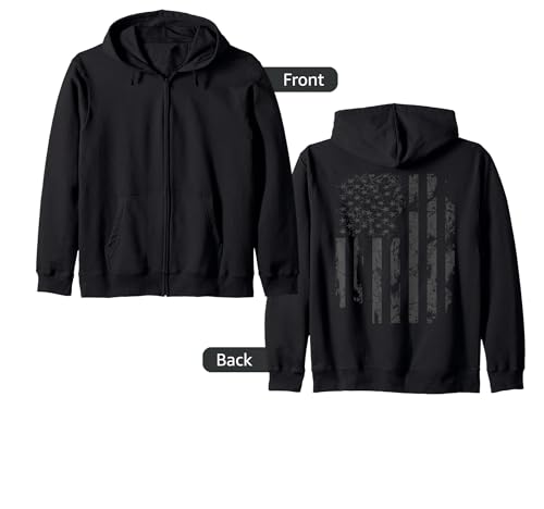 Distressed Flag USA Military Zip Hoodie