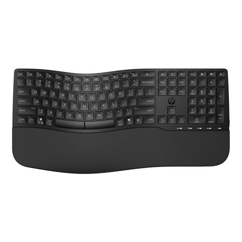 HP 680 Comfort Dual-Mode Keyboard, Microsoft Copilot, Adjustable, Unifying Dongle, 2.4G Bluetooth, Black, 8T6L8AA