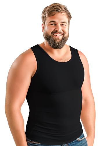 ARMSTRONG AMERICA Compression Shirt for Men | Gynecomastia Compression Tank Top Men | Mens Shapewear Compression Shirts (US, Alpha, 5X-Large, Regular, Tall, Black)