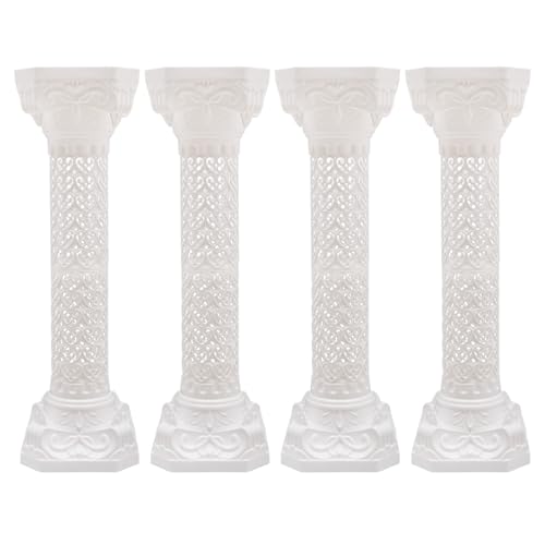Roman Pillars Decoration Party Flower Pot Columns 10.63x34.65in Set 4Pcs Decor Pedstal Stand Flower Floral Wedding Party Event Road Decorative Columns(10.63x34.65in)