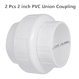 2 Pack 2" PVC Union Coupling Pipe Fitting (Socket x Socket), 2 inch PVC Slip Union PVC Adapter Coupling Schedule 40, EPDM O-Ring, White SCH 40