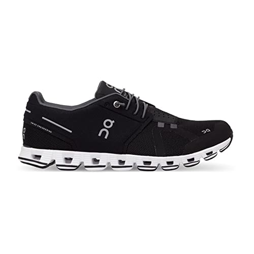 On Women's Cloud Sneakers, Black/White, 11 Medium US