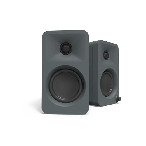 Kanto ORAMG 100W Powered Reference Desktop Computer Speakers with Bluetooth 5.0 and USB-C Input | Bi-Amplified | 100 Hz Automatic Crossover | Reference Quality Sound | Pair | Grey