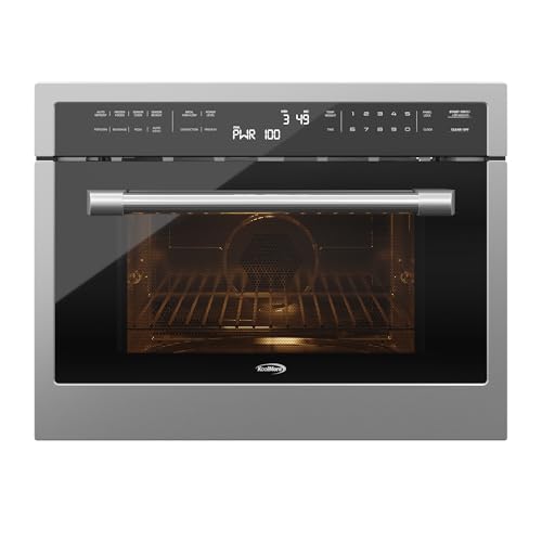 KoolMore COM-24SS 24 Inch Built-in Convection Oven and Microwave Combination with Broil, Soft Close Door, 1000 Watt Power, Stainless Steel Finish, Touch Control LCD Display, 24 in/1.6 Cu. Ft, Silver