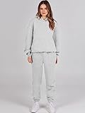 ANRABESS Womens 2 Piece Outfits Lounge Hoodie Oversized Sweatshirt Jogger Sweatpants Y2K Tracksuit Sweatsuit Set Fall Clothes Light Grey Medium