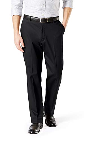 Dockers Men's Classic Fit Signature Khaki Lux Cotton Stretch Pants (Regular and Big & Tall), Black, 34W x 32L