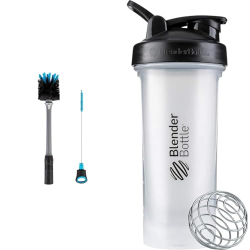 BlenderBottle 2-in-1 Shaker Bottle and Straw Cleaning Brush, 1 Pack,Gray & Classic V2 Shaker Bottle Perfect for Protein Shakes and Pre Workout, 28-Ounce