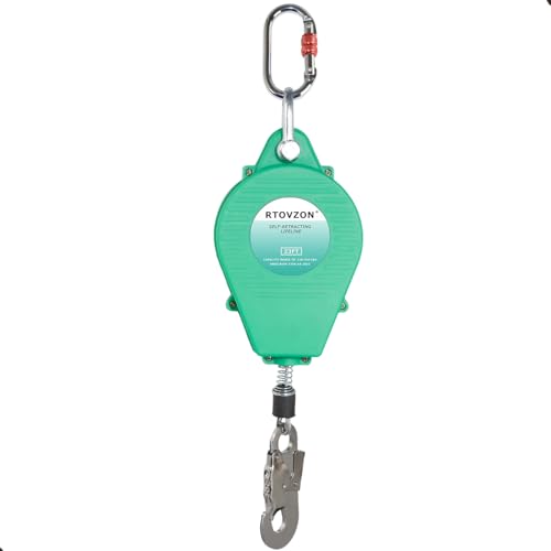 23FT Self Retracting Lifeline RTOVZON Fall Arrest Fall Protection Steel Wire Rope Heavy Duty Retractable Lanyard, Roofing Lifeline, SRL, Safety Lanyard