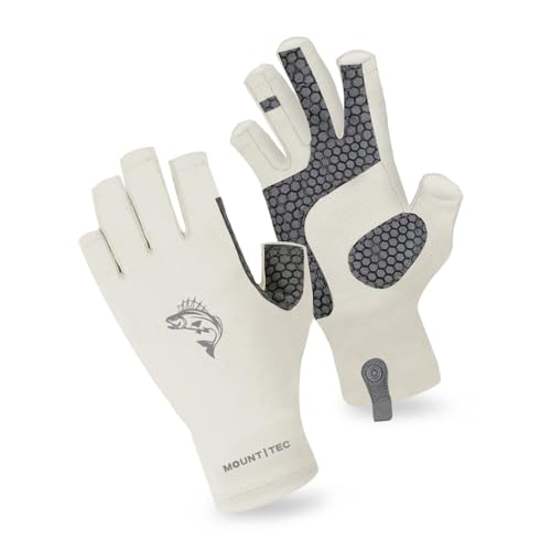 MOUNT TEC Unisex Summer Outdoor UV Protective Fingerless Gloves Men’s Women’s UPF50+ Sunscreen Driving Hiking Golfing Fishing Gloves (Beige,XL)