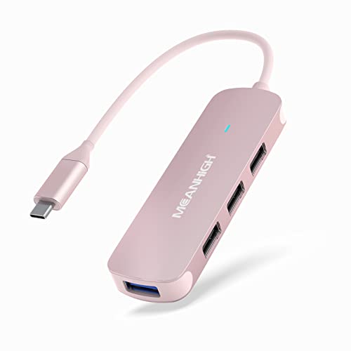 MEANHIGH USB C Hub MEANHIGH 4 Port USB 3.0 Hub for Laptop USB 2.0 Port Expander Multi Splitter for Computer Type C Dongle for MacBook Mac Air iPad PC Flash Drive Mobile HDD