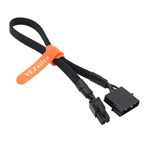 YEZriler (2-Pack) Molex to 4 Pin ATX Cable，LP4 Molex Male to ATX 4pin Male Auxiliary Power Adapter Sleeved 13-inch (33cm)