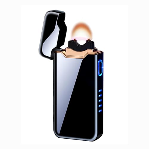 AnmaLabs Plasma Lighter Electric USB Lighter Rechargeable High Power Double arc with LED Battery Indicator for Camping, Candle BBQ(Black)
