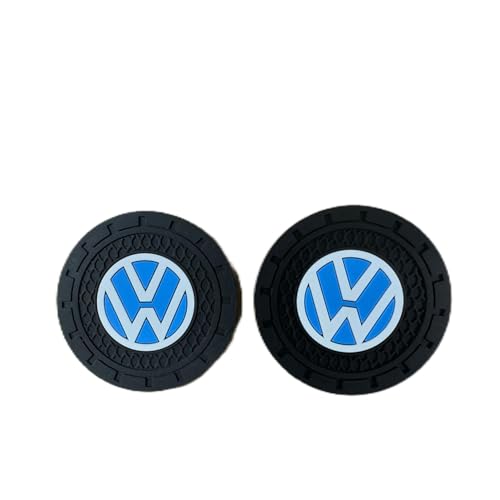 Car Cup Coasters for Volkswagen Jetta Tiguan Golf GTI Passat Atlas Beetle Accessories,Recessed Silicone Anti Slip Cup Holder Coaster Interior Accessories 2.75in 2Pack