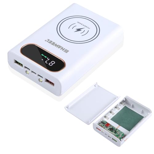 PULUZ DIY Wireless Charger Mobile Power Bank Box with LCD Display, 4 * 21700 Battery Charger Case, 2 USB Output, Micro and Type c Input, Not Include Battery (White)
