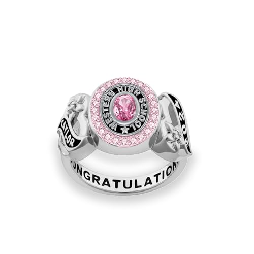 Cargari Class Ring for Women High School and College Graduates, 925 Sterling Silver Graduation Rings Personalized, High School Rings for Women 2024, Birthstone Women's Class Rings Customized