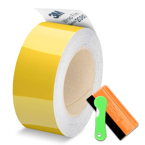 Gloss Bright Yellow Racing Stripe 3M 2080 Vinyl Wrap Rally Decale Stripe Sticker 2 inches x 10 Feet