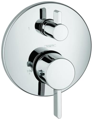 hansgrohe Ecostat Modern Premium Volume and Auto Temperature Control 2-Handle Thermostatic Shower Valve Trim with Diverter in Chrome, 04231000