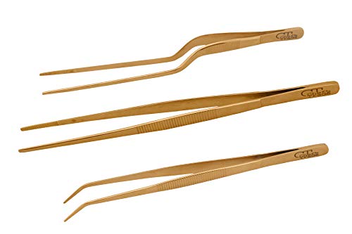 Chef's Trade Plating Tweezers/Tongs, Precision Stainless Steel Kitchen Culinary Tweezers 3PCs Set