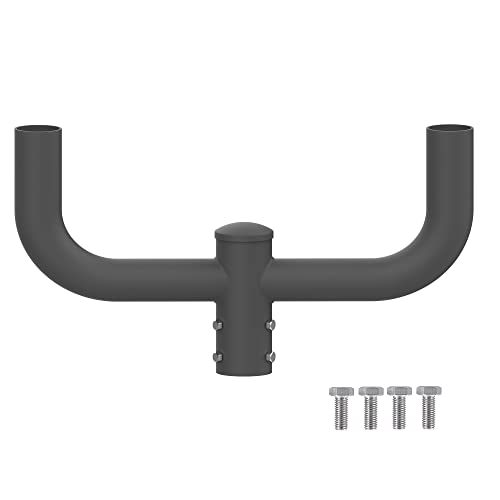 180 Degree Double Bullhorn Bracket for 2 Lights Mounting Bracket with 2-3/8" Slip Fitter Post Light Accessories Double L Bracket for LED Parking Lot Light Street Light Area Light