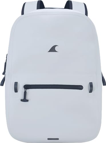 Breakwater Supply™ Fogland Lite Small Waterproof Submersible Backpack with Laptop Sleeve & Airtight Zippers for Outdoors, Surfing, Kayaking, Hiking, Cycling, Unisex TPU Dry Bag (Fog White, 15L)
