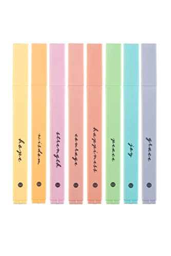 DIVERSEBEE Bible Highlighters with Soft Chisel Tip, 8 Pack Assorted Colors Pens No Bleed, Quick Dry Set, Cute Aesthetic Markers, Bible Study Journaling Supplies and Accessories (Pastel)