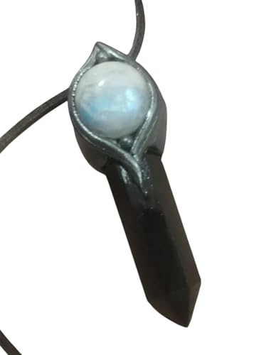 The Shield. Empath Protection Necklace with Moonstone Black Obsidian. Spiritual Psychic Protection Amulet for Evil Eye Negativity. Healing Crystals and Stones Jewelry (Obsidian Moonstone C)