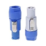 TKOWTB 20PCS 3 Pin Male Powercon Connector NAC3FCB Speakon Plug 20A 250V AC Power Plug Connector Blue and Grey White