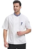 Nanxson Unisex Chef Coat Jacket Snap Long/Short Sleeve Chef Shirt Restaurant Kitchen Hotel Uniform CFM0089 Whiteshort L