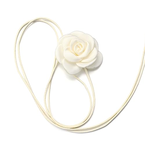 Chuyau Flower Choker Necklace Rose Choker Camellia Flower Lace-up Necklace Gothic Choker for Women
