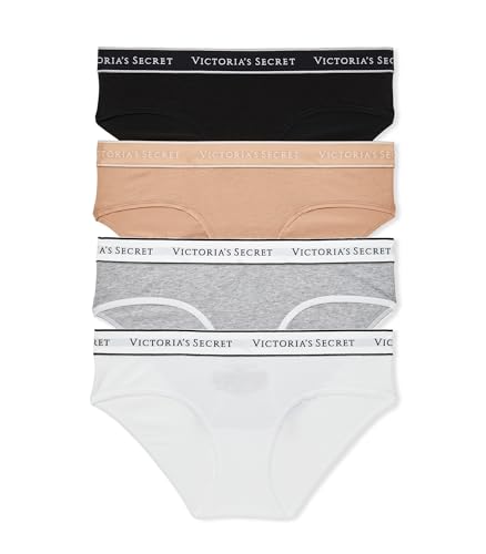 Victoria's Secret Women's Cotton Logo Hiphugger Underwear, Panties for Women, Pack of 5, Multi, M