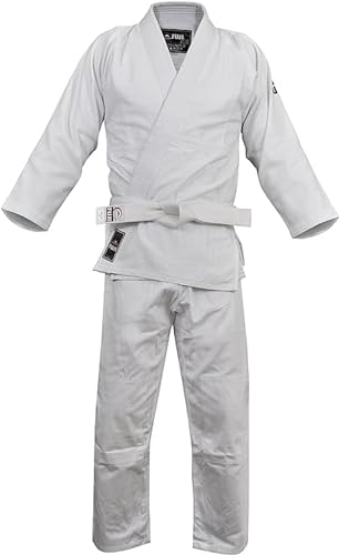 Fuji Single Weave Judo Gi Uniform - Kids & Adults Cotton Training Gi for Judo and Karate, Size 5, White