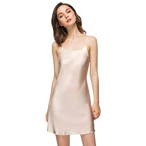 Miqieer Women Full Slip, Satin Silk Blend Scoop Neck Slip Cami Dress Nightwear (O-Nude, X-Small)
