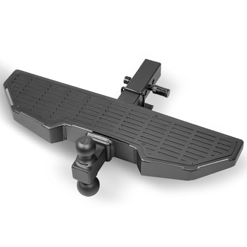 2" Trailer Hitch Step with 2-Inch & 2-5/16 Inch Ball Mount | Pickup Truck&Trailer&SUV Rear Bumper Guard Protector | Anti-Slip Design&with Traction Function | with U-Bolt Stabilizer and Pin Lock