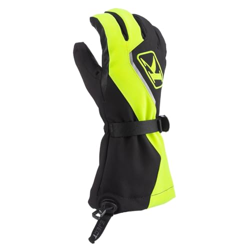 KLIM Men's Klimate Gauntlet Winter Snowmobile Gloves |Gore-Tex|Size 2X - Black - Hi-Vis