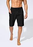 Men's Swim Trunks Quick Dry Board Shorts with Zipper Pockets Beach Shorts Bathing Suits for Men - No Mesh Liner(Black,L)