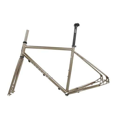 BSFHQS Bike Frame Road Bike Frameset 700C Disc Brake Frame 44cm 47cm 50cm 53cm 56cm Cr-mo Steel Bike Frame Quick Release Frame 100/135QR BSA BB68mm(Brushed Silver,53cm)