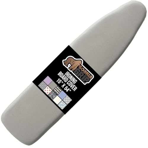 The Original GORILLA GRIP Ironing Board Cover and Pad, Silicone Coating, Thick Scorch Resistant Padding, Heavy Duty Iron Covers Standard Boards, Hook and Loop Fastener Strap, Silver, 15x54