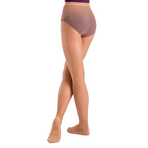 So Danca - Adult Fishnet Tights, Stockings for Dancers,Ultra Soft, Seamless, Ballet, Dancewear 85% Nylon/15% Spandex - TS98 (US, Alpha, Small, Medium, Regular, Regular, Suntan)
