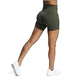 Aoxjox Trinity Workout Biker Shorts for Women Tummy Control High Waisted Exercise Athletic Gym Running Yoga Short 6" (Olive Green Leopard Print, Small)