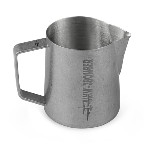 MHW-3BOMBER Latte Art Pitcher Stainless Steel Milk Frothing Pitcher Steamed Espresso Cup Barista Pitcher (Silver Spot, 22oz/650ml) P5028SS-OS