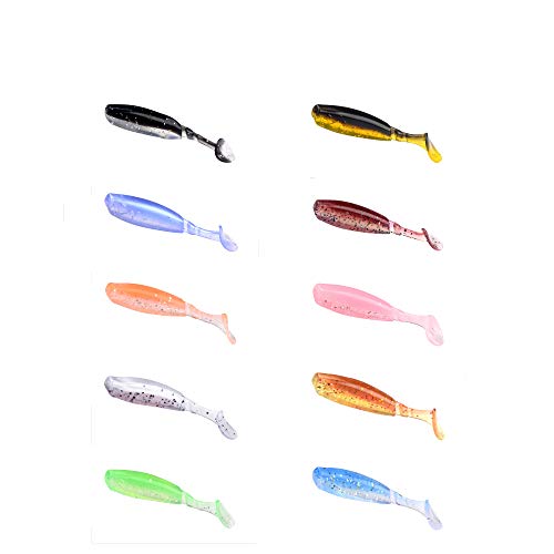 East Rain 2.16in PVC Artificial Crappie Bass Bait with Paddle Tail 0.08oz.Shad Swimbaits 10-Pack Soft Baits Sea Ocean River Lake Streams Catfish Trout Pike Snapper Walleye