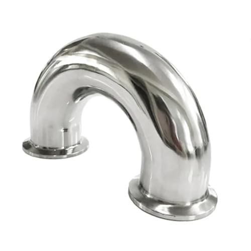 TWRQA 32-89mm O/D Tri Clamp 304 Stainless Steel Sanitary Ferrule 180 Degree Return Bend Elbow Three Clover Pipe Fitting For Homebrew(63 x clamp 77.5)