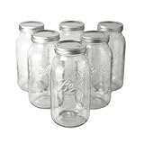 Ball - 64oz Mason Jars with Lids & Bands 6-Pack Half Gallon Mason Jars Clear Glass for Kitchen Storage & Canning for Herbs, Jelly, Jams, and Spices