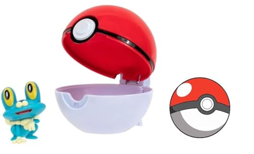 Pokemon Clip n Go Battle Feature Figure Multi-Pack Action Ready Pack Plus Sticker (Froakie and Poke Ball)