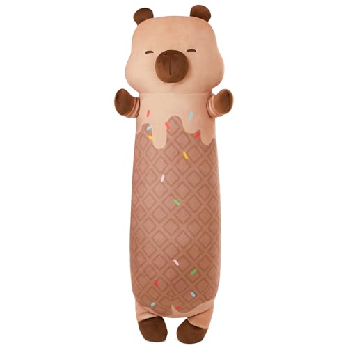 MINISO Long Capybara Plush Pillow Stuffed Animals Soft Throw Sleeping Pillow Kawaii Cuddle Cartoon Stuffed Plush Toy for Kids Boys Girls, 44"