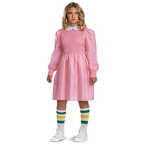 Disguise Eleven Pink Dress Costume for Kids, Official Stranger Things Costume Outfit, Child Size Medium (8+)
