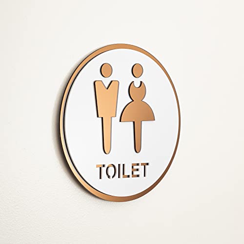 Unisex 3D Bathroom Sign - Restroom Decor with Self-Stick Adhesive Tape - Office or Business, Toilets Sign, Bathroom Decals, Ambiance - Acrylic, Stainless Steel - 6