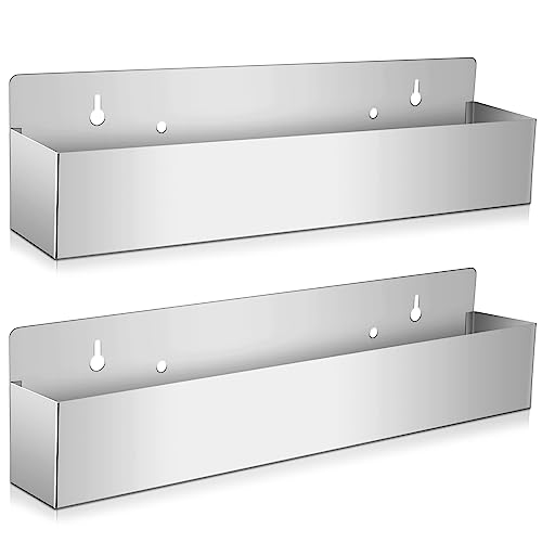 Tanlade 2 Pieces 22 Inch Single Speed Rail Stainless Steel Liquor Bottle Holder Wall Mounted Spray Bottle Rack Drink Rail Shelf for Bars, Silver