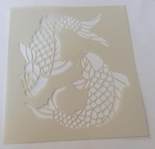 Single Koi carp Fish Mylar Stencil Sheets for Greeting Card Making/Wall Border 4" x 4"