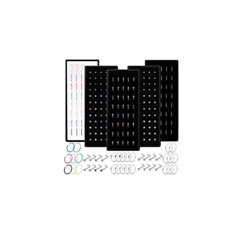 EIELO 240 Pcs Nose Ring Studs Set for Women Men Surgical Stainless Steel Nose Hoop CZ Bone Nose Studs Ring Nose Piercing Jewelry 20G 22G 1.5mm 2mm 2.5mm L Shaped